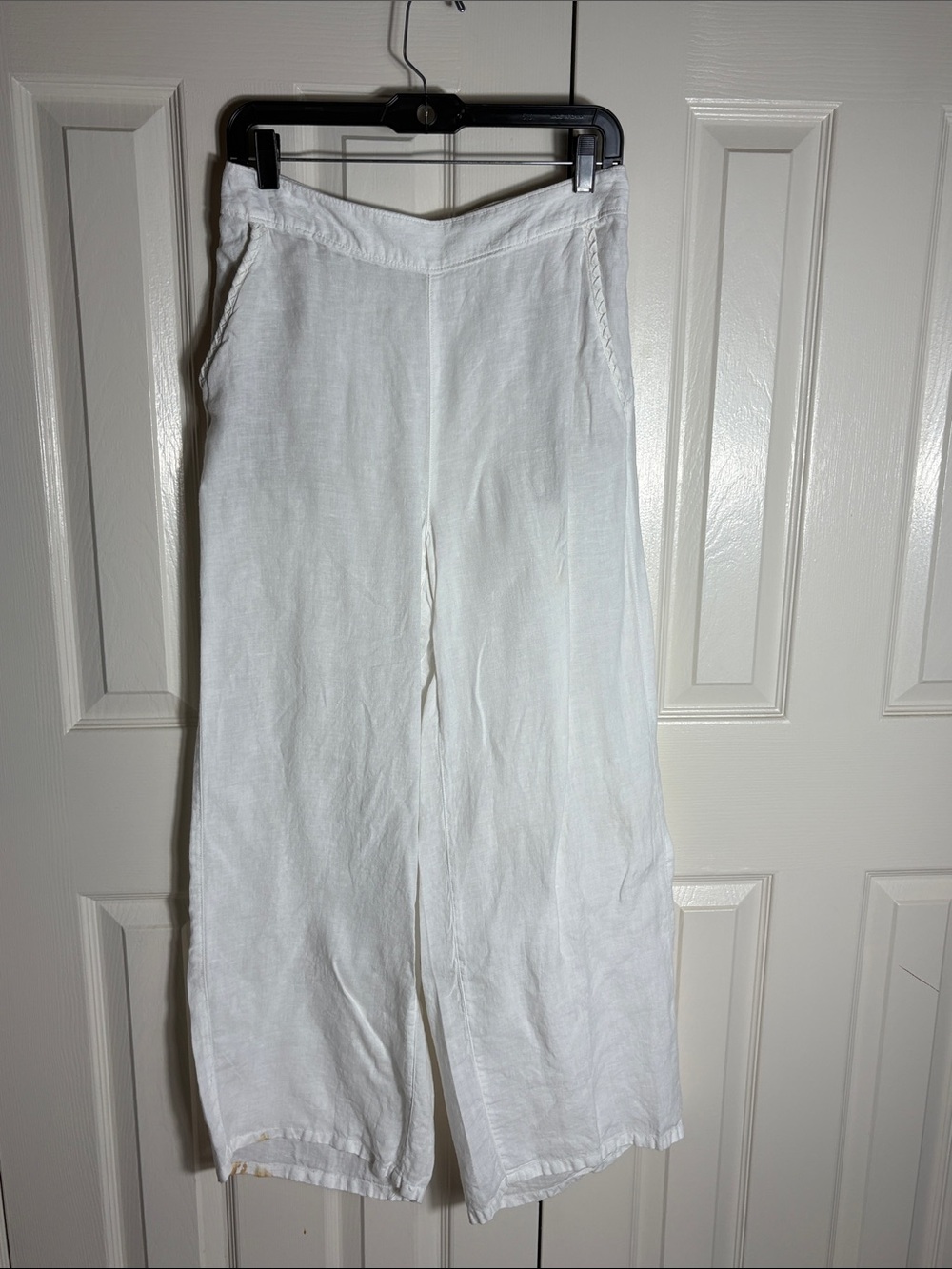 White Linen Wide-Leg Pants